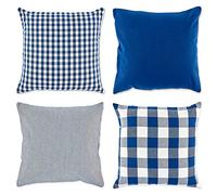 DII Pillow Cover, Polyester, Assorted Navy/Off-White, Square_18_inches