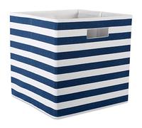 DII Polyester Cube Storage Collection Collapsible Hard Sided Bin, 13x13x13", Nautical Blue