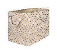DII Polyester Storage Bin, Gold Metallic Collection Collapsible with Handles, Medium, Natural Off-White