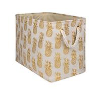 DII Polyester Storage Bin, Gold Metallic Collection Collapsible with Handles, Medium, Pineapple