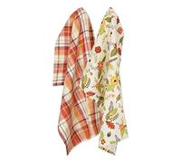 DII Printed Dishtowel Set, Cotton, Floral Plaid, 18x28