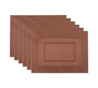 DII PVC Tabletop Collection Woven Indoor/Outdoor, Placemat Set, 13x17.25, Cinnamon, 6 Piece