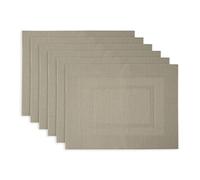 DII PVC Tabletop Collection Woven Indoor/Outdoor, Placemat Set, 13x17.25, Stone, 6 Piece
