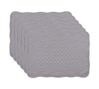 DII Quilted Farmhouse Collection Tabletop, Placemat Set, Gray, 6 Piece