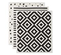 DII Reusable, Machine Washable & Dishwasher Safe, Biodegradable, Cotton, Black & White, 7.75 x 6.75