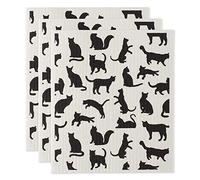 DII Reusable, Machine Washable & Dishwasher Safe, Biodegradable, Cotton, Cats, 7.75 x 6.75