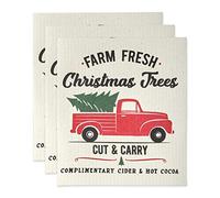 DII Reusable, Machine Washable & Dishwasher Safe, Biodegradable, Cotton, Christmas Truck, 7.75 x 6.75