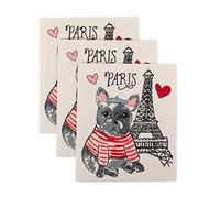 DII Reusable, Machine Washable & Dishwasher Safe, Biodegradable, Cotton, Dog in Paris, 7.75 x 6.75