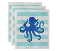 DII Reusable, Machine Washable & Dishwasher Safe, Biodegradable, Cotton, Octopus, 7.75 x 6.75