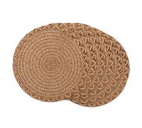 DII Round Woven Placemats Collection Natural, 15" Diameter, Lattice 6 Piece