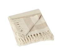 DII Rustic Farmhouse Cotton Cabana Striped Blanket Throw with Fringe, 50 x 60 - Cabana Striped Stone