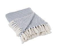 DII Rustic Farmhouse Double Diamond Woven Throw, 50x60, Stonewash Blue