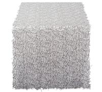 DII Sequin Mesh Table Runner, Polyvinyl Chloride (PVC) Polyester, Silver