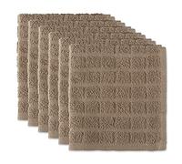 DII Solid Windowpane Dishcloth Set, Cotton, Stone, 12x12