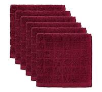 DII Solid Windowpane Dishcloth Set, Cotton, Wine, 12x12