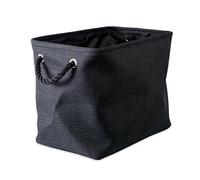 DII Space-Saving Collapsible Variegated Polyester Storage Bin, Large, Black,CAMZ37096