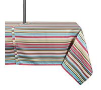 DII Spring & Summer Outdoor Tablecloth, Spill Proof and Waterproof with Zipper and Umbrella Hole, Host Backyard Parties, BBQs, & Family Gatherings - (60x84 - Seats 6 to 8) Warm Summer Stripe