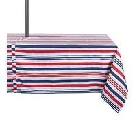 DII Stain Resistant & Waterproof, Polyester, Red, White, & Blue, Tablecloth, 60 x 120 w/Zipper