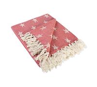 DII Stars Woven Throw, Cotton, Tango Red, 50x60