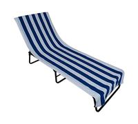 DII Stripe Beach Lounge Chair Towel with Fitted Top Pocket, 26x82, Blue
