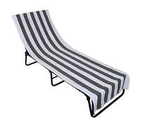 DII Stripe Beach Lounge Chair Towel with Fitted Top Pocket, 26x82, Gray