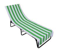 DII Stripe Beach Lounge Chair Towel with Fitted Top Pocket, 26x82, Green