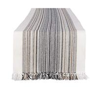 DII Striped Fringe Top, Cotton, Black, Table Runner, 14x72