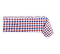 DII Summer Checker Vinyl Tablecloth Flannel Back Indoor Outdoor Rectangle Tablecloth 60x84 Red White Blue Check