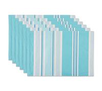 DII Summer Stripe Outdoor Tabletop Collection, Multi-use, Machine Washable, Reversible Placemat Set, 13x19, Beach House