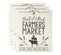 DII Reusable, Machine Washable & Dishwasher Safe, Biodegradable, Cotton, Farmers Market, 7.75 x 6.75