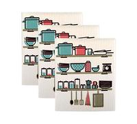 DII Swedish Dishcloths for Kitchen & Cleaning, Reusable, Machine Washable & Dishwasher Safe, Biodegradable, 7.75 x 6.75, Utensils, 3 Piece