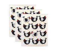 DII Swedish Dishcloths for Kitchen & Cleaning, Reusable, Machine Washable & Dishwasher Safe, Biodegradable, 7.75 x 6.75, Chickens, 3 Piece
