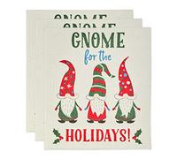 DII Reusable, Machine Washable & Dishwasher Safe, Biodegradable, Cotton, Gnome Holidays, 7.75 x 6.75