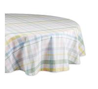 DII Sweet Spring Plaid Tabletop Collection Reusable Machine Washable Cotton, Pastel Easter Dining Table Décor, Tablecloth, 70" Round
