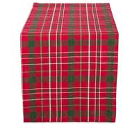 DII Tartan Holly Plaid, Cotton, Red & Green, Christmas Table Runner, 14x108