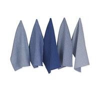 DII Tea Towels 100% Cotton Dry and Clean Everyday Use 12" x 12" Heavy Tea Towel Gift Set with Summer Check Tea Towel Dishtowel Blue