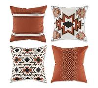 DII Throw Pillow Cover Collection Decorative Square, 18x18, Clay Assorted Aztec Print Assorted 4 Piece
