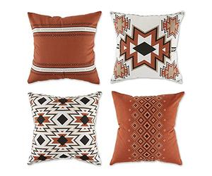 DII Throw Pillow Cover Collection Decorative Square, 18x18, Clay Assorted Aztec Print Assorted 4 Piece