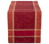 DII Traditional Harvest Wheat Jacquard Collection Thanksgiving Fall Table Décor Damask Cotton, 14x72 Rectangle Table Runner, Burnt Orange Pumpkin Vine