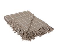 DII Checked Plaid Woven Throw, Cotton, Stone, 50x60