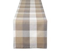 DII Tri-Color Check Collection 100% Cotton Tabletop, Table Runner, 14x108, Stone