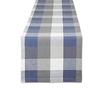 DII Tri-Color Check Collection 100% Cotton Tabletop, Table Runner, 14x72, French Blue