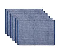 DII Two-Toned Collection Tabletop, Placemat Set, Navy 6 Piece