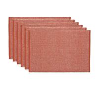 DII Two-Toned Collection Tabletop, Placemat Set, Vintage Red 6 Piece