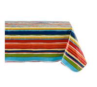 DII Vinyl Tabletop Collection Leak Proof Flannel Backed Rectangular Tablecloth 60x102 Summer Stripes