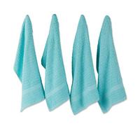 DII Waffle Dishtowel Set, Cotton, Solid Aqua, 15x26
