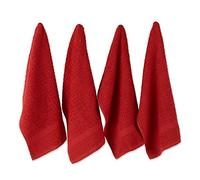 DII Waffle Dishtowel Set, Cotton, Solid Red, 15x26