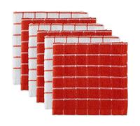 DII Windowpane Dishcloth Set, Cotton, Red, 12x12