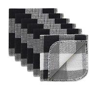 DII Windowpane Dishrag Set, Cotton Polyester, Black Buffalo Check, 1x1'