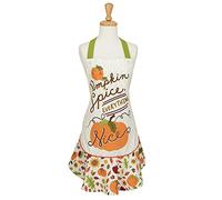 DII Women's Fall & Thanksgiving Kitchen Apron, Adjustable Long Waist Ties, Pumpkin Spice